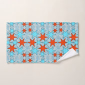 Blauw en rood sterpatroon bad handdoek (Handdoek)