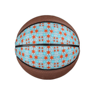 Blauw en rood sterpatroon basketbal