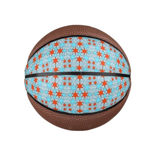 Blauw en rood sterpatroon basketbal (Voorkant)