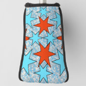 Blauw en rood sterpatroon golfheadcover (Draai 90)