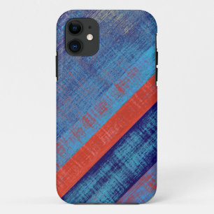  blauw en rood Stripespatroon Abstract iPhone 11 Hoesje