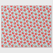 Blauw en Rood Stud Muffin Valentijn Wrapping Papie Cadeaupapier (Vlak)