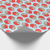 Blauw en Rood Stud Muffin Valentijn Wrapping Papie Cadeaupapier (Hoek)