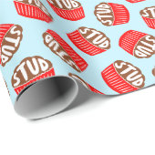 Blauw en Rood Stud Muffin Valentijn Wrapping Papie Cadeaupapier (Rol Hoek)