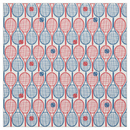 Blauw en rood tennisrackets patroon stof