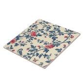 Blauw en rood Toile de Jouy bloemen Tegeltje (Zijkant)