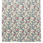 Blauw en rood  Toile de Jouy Douchegordijn (Voorkant)