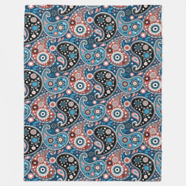 Blauw en rood traditioneel printpatroon fleece deken