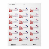 Blauw en Rood Tropical Beach Adres Etiket (Full Sheet)