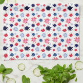 Blauw en rood verfspatten theedoek (Gevouwen)