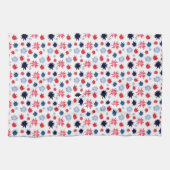 Blauw en rood verfspatten theedoek (Horizontaal)