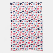 Blauw en rood verfspatten theedoek (Verticaal)