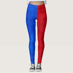 Blauw en rood versleten tweekleurig patroon leggings