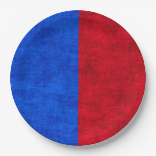 Blauw en rood versleten tweekleurig patroon papieren bordje