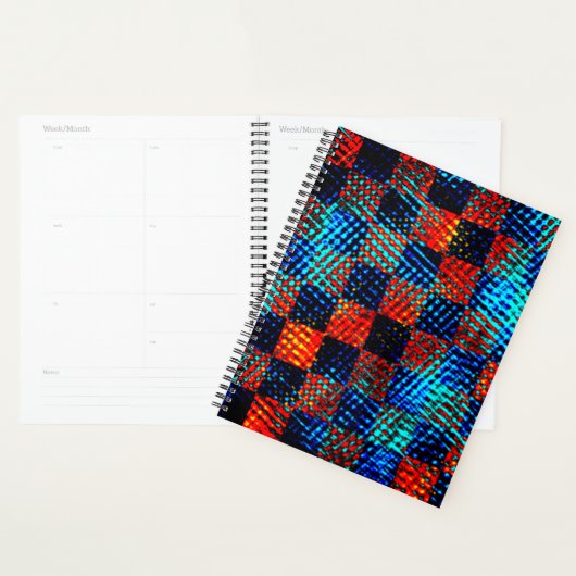 Blauw en rood vlecht, vuil of gekleurd nep planner (Display)