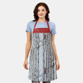 Blauw en rood Vrolijk Kerstfeest Kardinaal Bird Bi Schort (Gedragen)