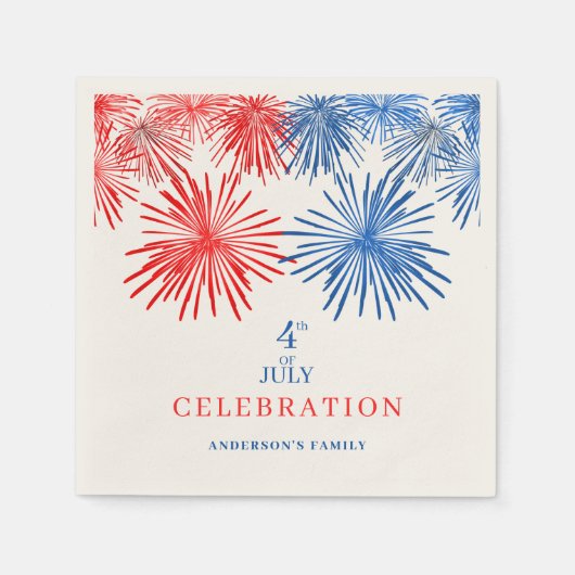 Blauw en rood vuurwerk servet (Voorkant)