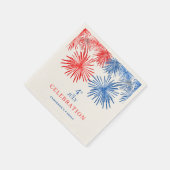 Blauw en rood vuurwerk servet (Hoek)