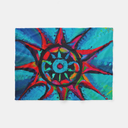 Blauw en Rood Wiel Fleece Deken (Voorkant (Horizontaal))