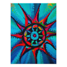 Blauw en rood wiel foto afdruk