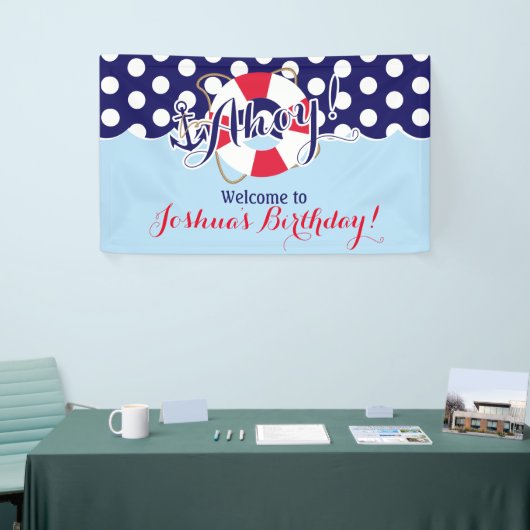 Blauw en Rood, Zeeman, Nautische Verjaardag Spandoek (Beurs)