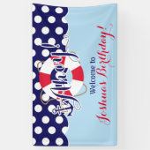 Blauw en Rood, Zeeman, Nautische Verjaardag Spandoek (Verticaal)