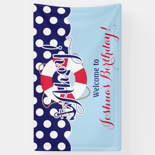 Blauw en Rood, Zeeman, Nautische Verjaardag Spandoek (Verticaal)