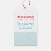 Blauw en Rood Zeilboot Nautisch Verjaardagsfeest Cadeaulabel (Achterkant)