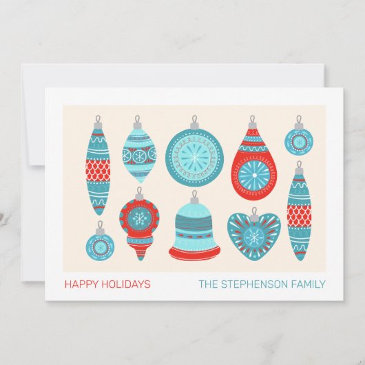 Blauw en Rood Zweeds Ornamenten Feestdagen Kaarten (Voorkant)