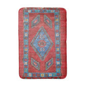 Blauw en Roos Antiek Turks-Oriental Rug Design Badmat (Voorkant Verticaal)