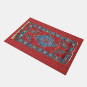 Blauw en Roos Antiek Turks-Oriental Rug Design Deurmat (Schuin)