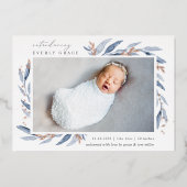 Blauw en Roos botanisch | Aankondiging Folie geboo (Voorkant)