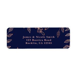 Blauw en Roos Glam Botanische Elegant Weddenschap Etiket