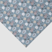 Blauw en Roos stijlvol, klein bloemenpatroon Tissuepapier (Detail)