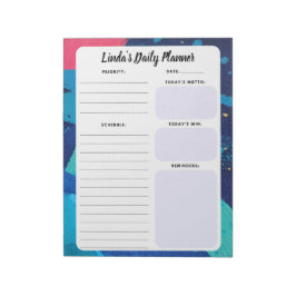 Blauw en Roze Abstract Dagelijks aan-doe lijstBloc Notitieblok