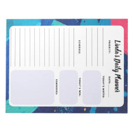 Blauw en Roze Abstract Dagelijks aan-doe lijstBloc Notitieblok