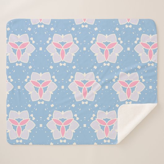 Blauw en roze Abstract hartpatroon Sherpa Deken (Voorkant (horizontaal))