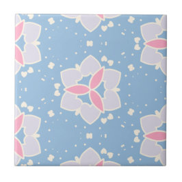 Blauw en roze Abstract hartpatroon Tegeltje