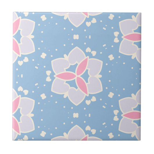 Blauw en roze Abstract hartpatroon Tegeltje (Voorkant)