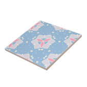 Blauw en roze Abstract hartpatroon Tegeltje (Zijkant)