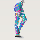Blauw en roze Abstract Leggings (Rechts)