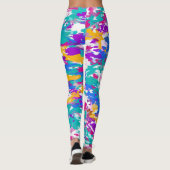 Blauw en roze Abstract Leggings (Achterkant)