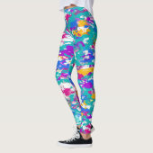 Blauw en roze Abstract Leggings (Links)