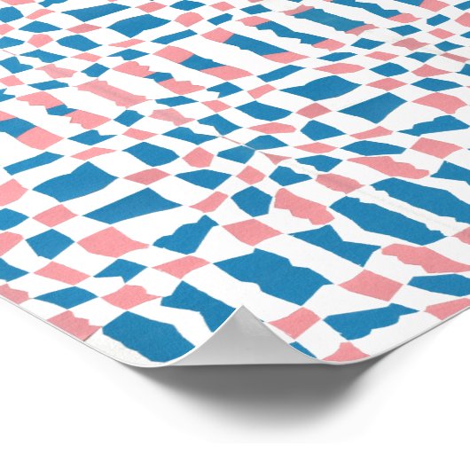 Blauw en roze Abstract Poster (Hoek)