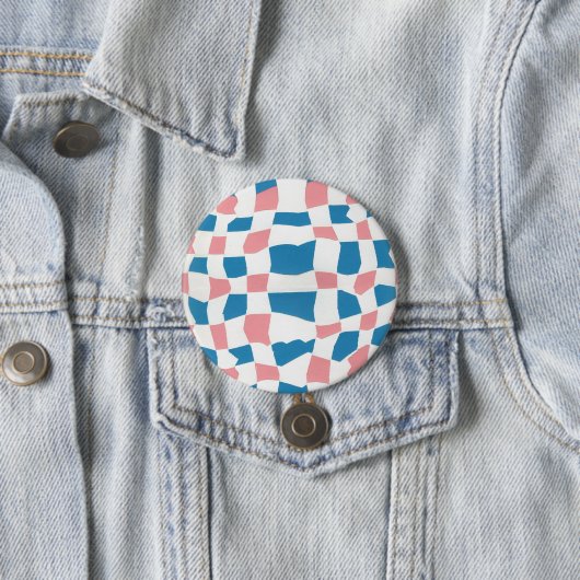 Blauw en roze Abstract Ronde Button 7,6 Cm (In situ)