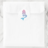 Blauw en roze Abstract Zeemeermin Tattoo Ronde Sticker (Tas)