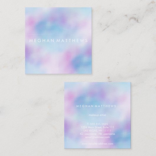 Blauw en Roze Abstracte Beauty Stylist Vierkante Visitekaartje (Voorkant / Achterkant)