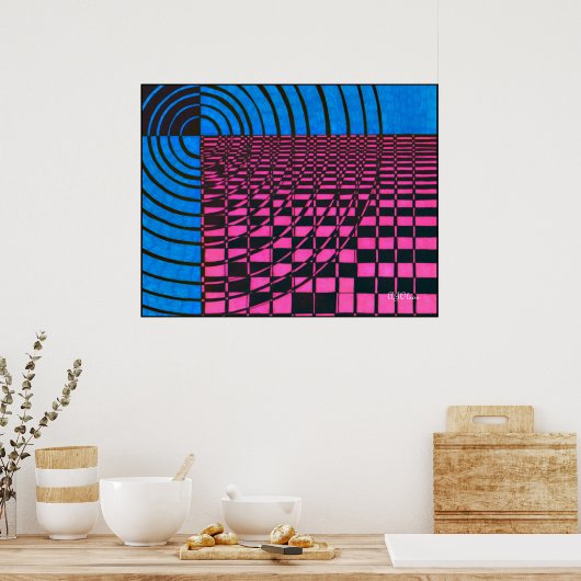 Blauw en roze, AJOlson Poster (Keuken)