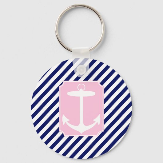 Blauw en roze Anchor Sleutelhanger (Voorkant)