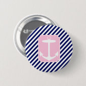 Blauw en roze anker ronde button 5,7 cm (Voorkant /achterkant)